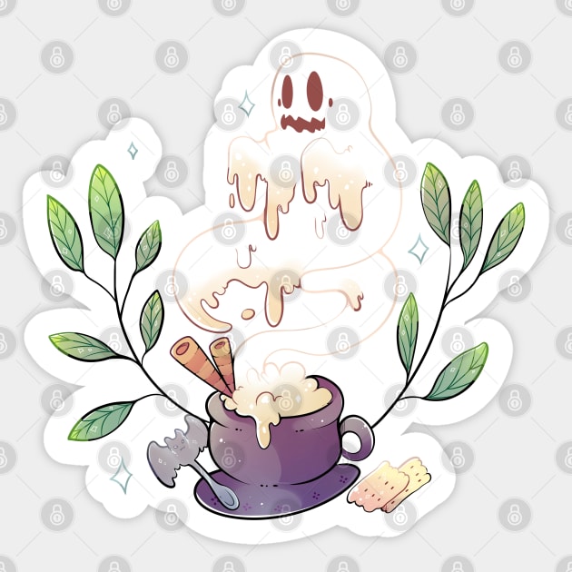 Cappuccino ghost Sticker by Yukipyro